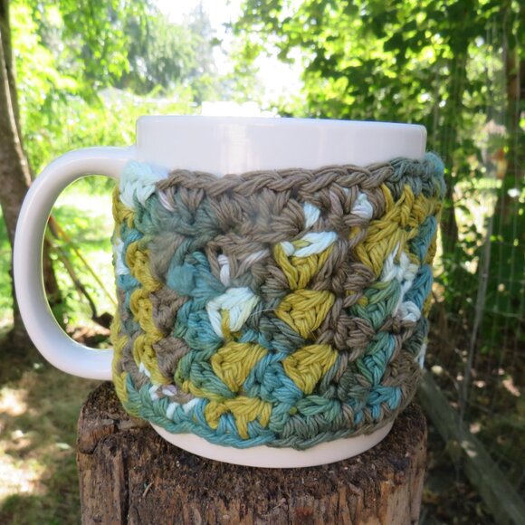 Crocheted Mug Cozy Handmade Coffee Cup or Tea Warmer - Picture 3 of 5
